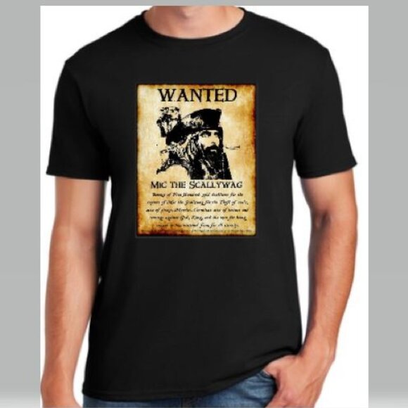 🆕 GILDAN G640 "SOFT STYLE" CUSTOM TEE - Pirate Wanted Poster - Picture 1 of 5